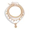 Sweet and Cool Imitation Pearl Stacked Necklace, Baroque Retro Beaded Portrait Pendant Item Jewelry Women