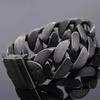 Cool 24 MM Large Maillons Cubains Bracelets Homme Lourd Acier Inoxydable Noir Bracelet Homme pour Hommes avec Boucle de Ceinture Bijoux Métalliques