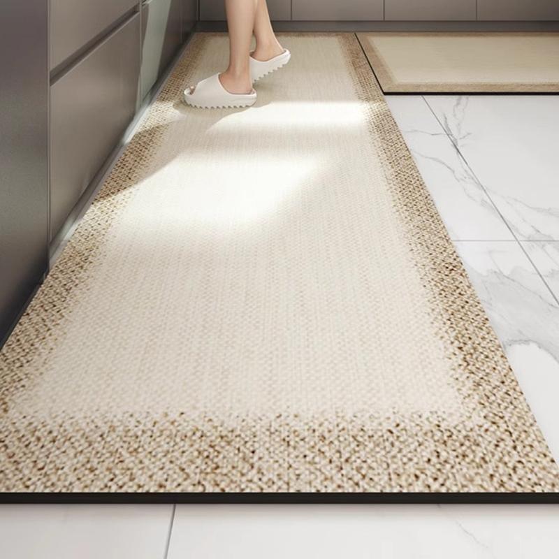 Kitchen Floor Mat Waterproof Oil-proof Carpet Pvc Leather Non-slip Foot Mats Long Rug Grey Minimalism Style Home Decoration Rugs