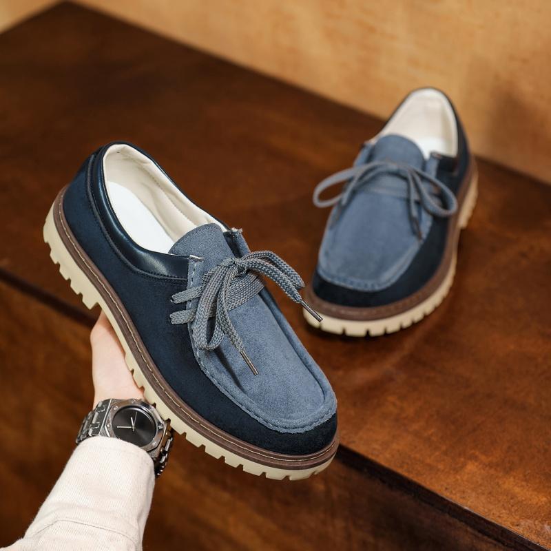 New Luxury Fashion Men Shoes Vintage British Tooling Leather Shoes Cow Suede Loafers Breathable Sneakers Designer Shoes Men