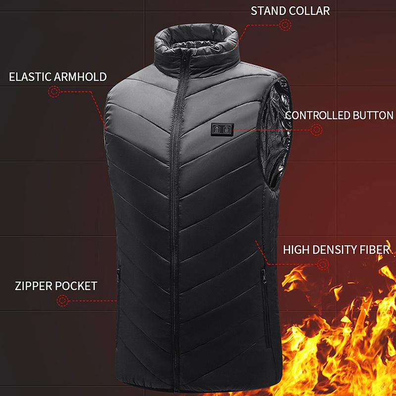 15 Beheizte Weste, warm, für den Winter, warm, elektrisch, USB-Jacke, für Herren und Damen, Heizmantel, thermisch