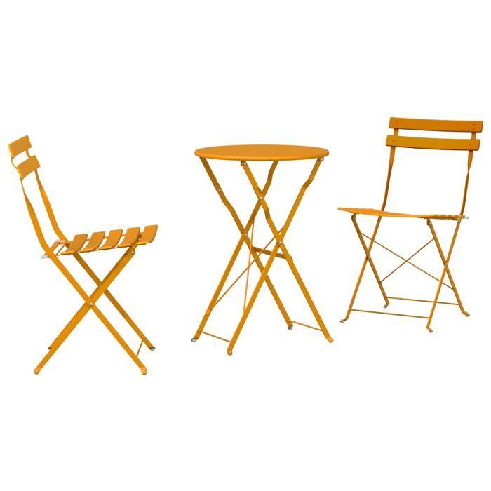 Set de bistro pliable 3 pièces jaune moutarde en acier 42002969