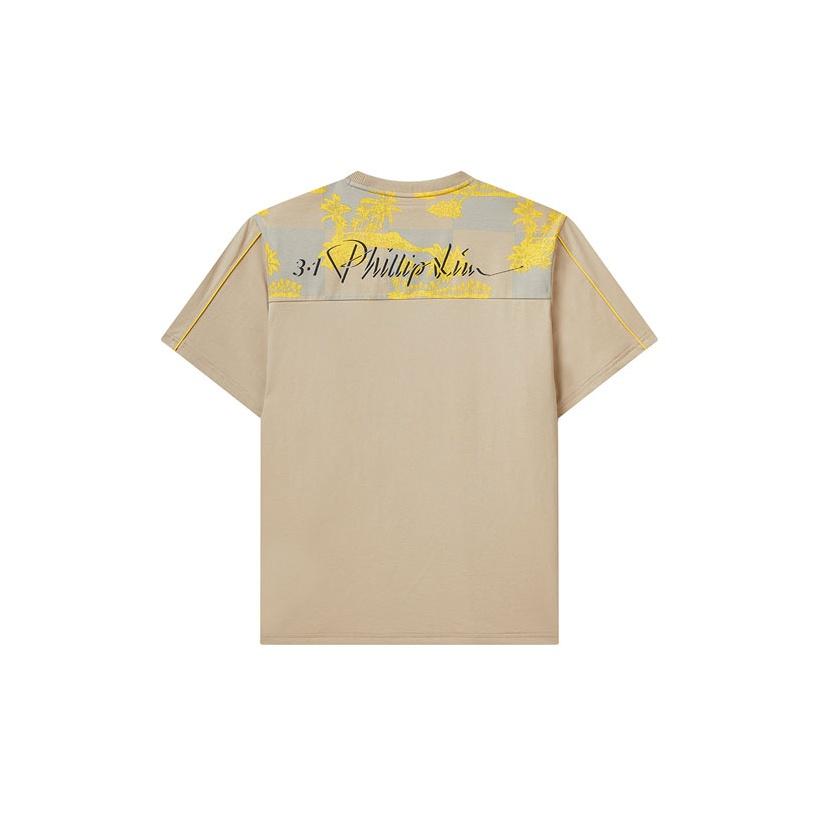Fila 3.1 Phillip Lim Collaboration Logo Print Pocket Round Neck Breathable Short Sleeve T-Shirt Men Tops Light-Brown F11M116107F-BG