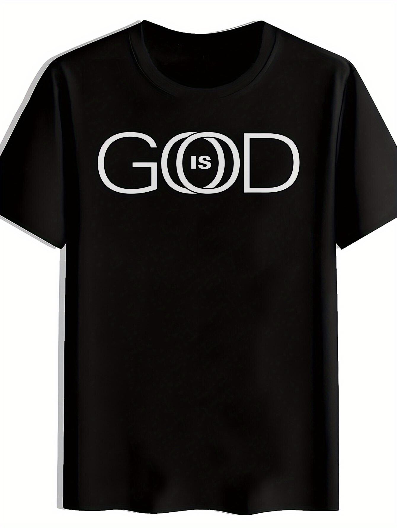 

Inspirational GOD IS Graphic T-shirt - Black Short Sleeve Crew Neck XXXL