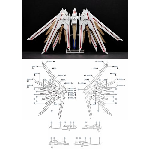 Gold-plated! HG RG MG PG RE MGSD Robot MS Detail-Up Water-Transfer Decals (Gold-plated + Fluorescent, 2 Sheets for HG 1/144 Mighty Strike Freedom Gund