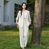 SanCai Linen Blend High-Waist Straight-Leg Pants