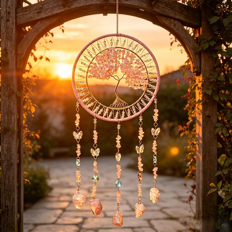 Sonnenfänger Zerbrochener Traumfänger Lebensbaum Kristall Windspiel Raumdeko Hängendes Ornament Luftanhänger Geschenk