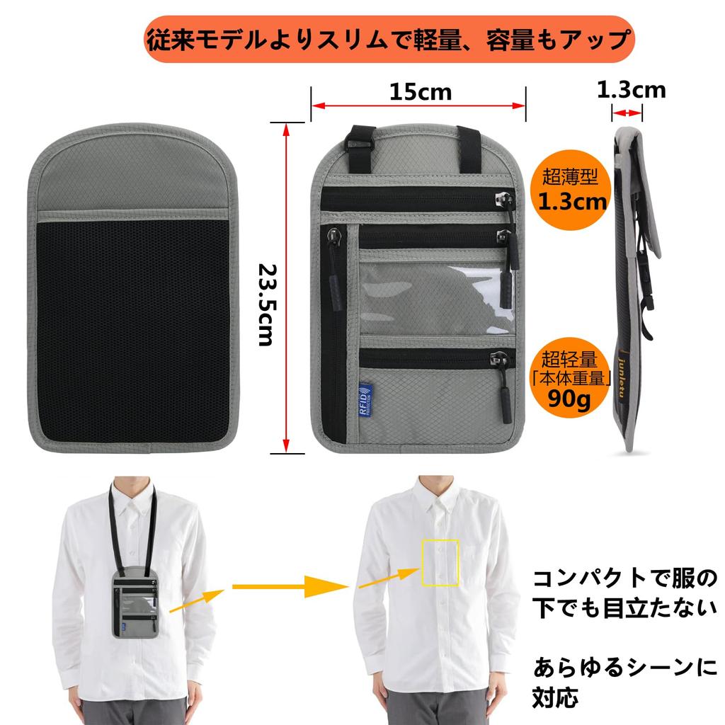 Aueye Passport Security Large Nylon Travel Bag Case, Neck-Mounted Pouch, Anti-Skimming, Convenient, Lightweight, Multifunctional, Capacity,