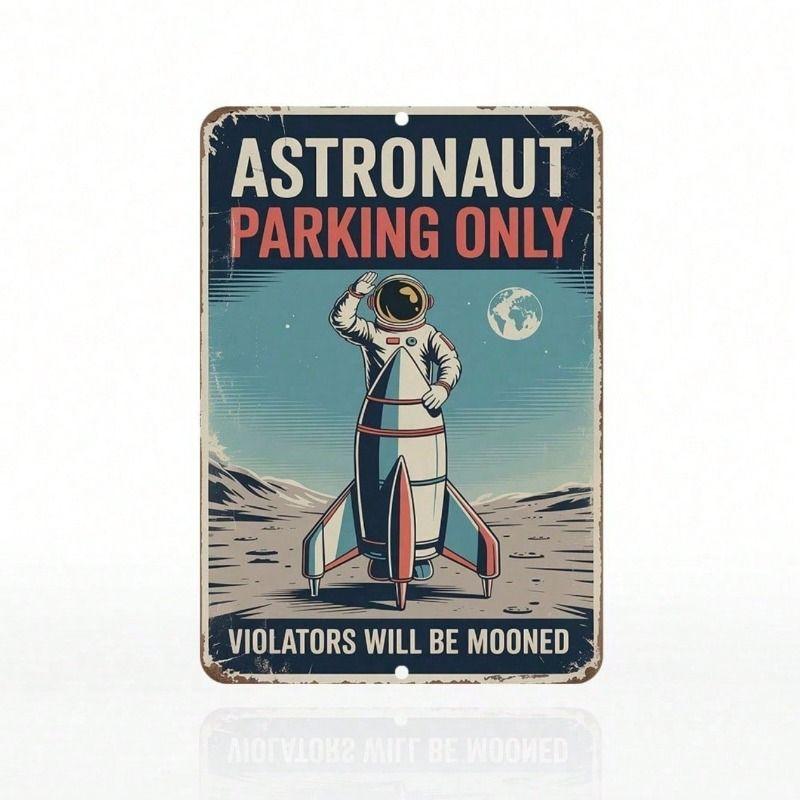 Metal Poster Space Astronaut Galaxy Wall Art for Kids Room
