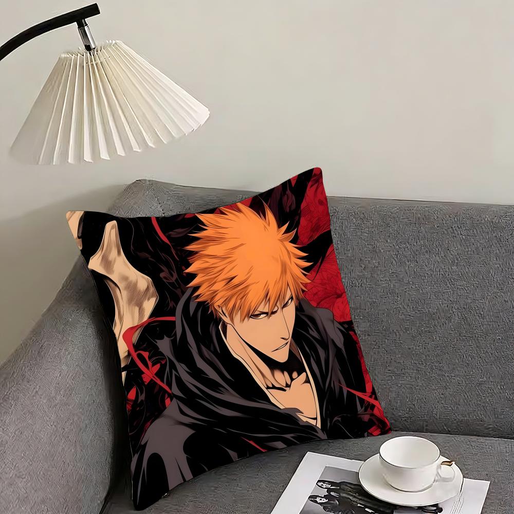 B-Bleach Kurosakii Anime Cushion Cover Pillowcase Ultra Soft Skin Friendly Fabric Cloud Like Comfort & Concealed Zipper