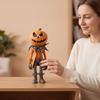 DOWMOO Trench Coat Pumpkin Figurine Gentleman Pumpkin Head Halloween Character Decor Sturdy Drop-Resistant Home Gift