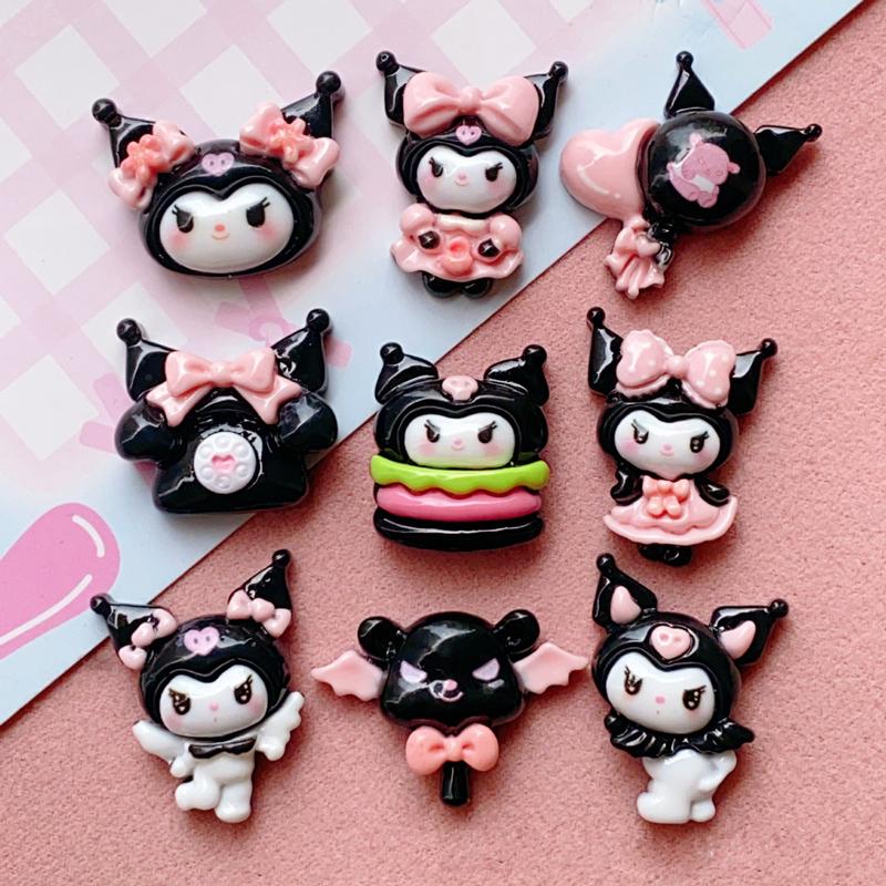 10 Pcs New Kawaii Cartoon Girl Hamburg Telephone Resin Flat Back Scrapbook Figurine Diy Bow Decor Accessories Crafts A2