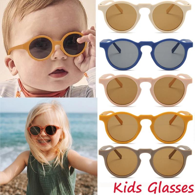 Vintage Round Outdoor Sun Protection Sunglasses Baby Girls Acrylic Uv400 Sunglasses Kids Eyeglasses New Fashion Children Glasses