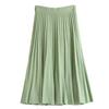 Autumn Winter Knitted Midi Long Pleated Skirt Women Korean Style Blue Mid-Length High Waist Skirt Female