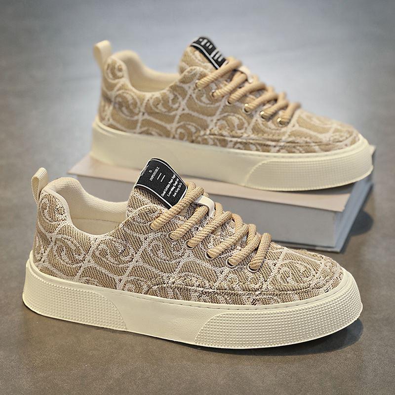 Herren 2024 Sommer Canvas Schuhe: Atmungsaktives Gewebe, Dicke Sohle Trendige Gewebte Freizeit-Sneaker