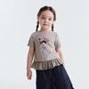 Girls' Summer Cartoon Print Ruffle Short Sleeve Top