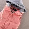 Damesvest Warm mouwloos jack Katoen Effen vest met capuchon voor bovenkleding