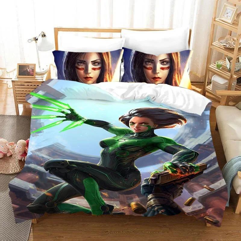 3D ALITA Battle Angel Bettwäsche-Set Twin Queen Size Bettbezug Kissenbezug für Kinder Erwachsene Heimtextilien
