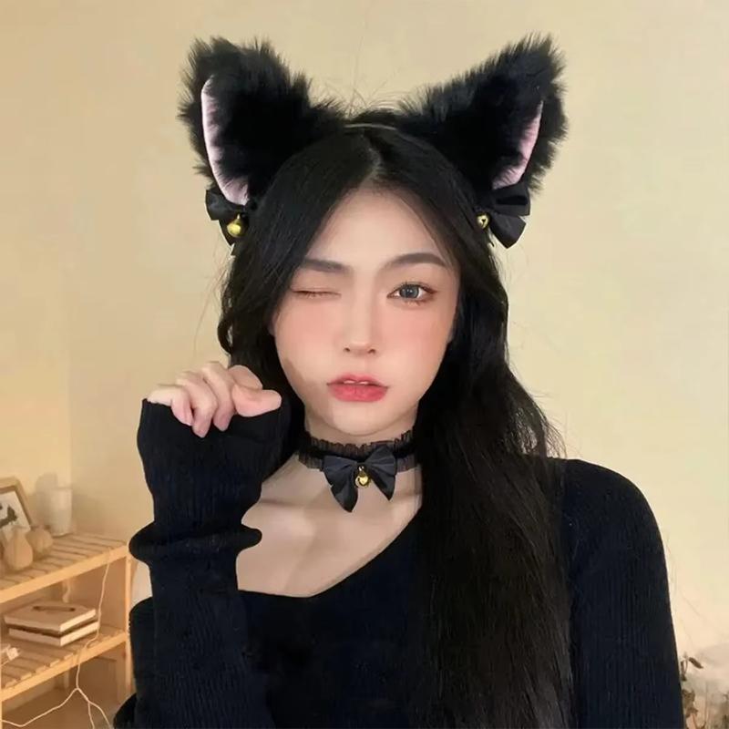 Neue Katzenohren Schleife Stirnband Halskette Klaue Handschuhe Cosplay Plüsch Glocke Haarband Frauen Mädchen Maskerade Party Kopfschmuck