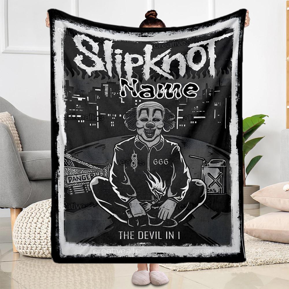 Slipknot: Devil Within Customize Text Blanket Gift Customizable Blanket Durable Comfort Throw For Livingroom Living Room Office Seaside