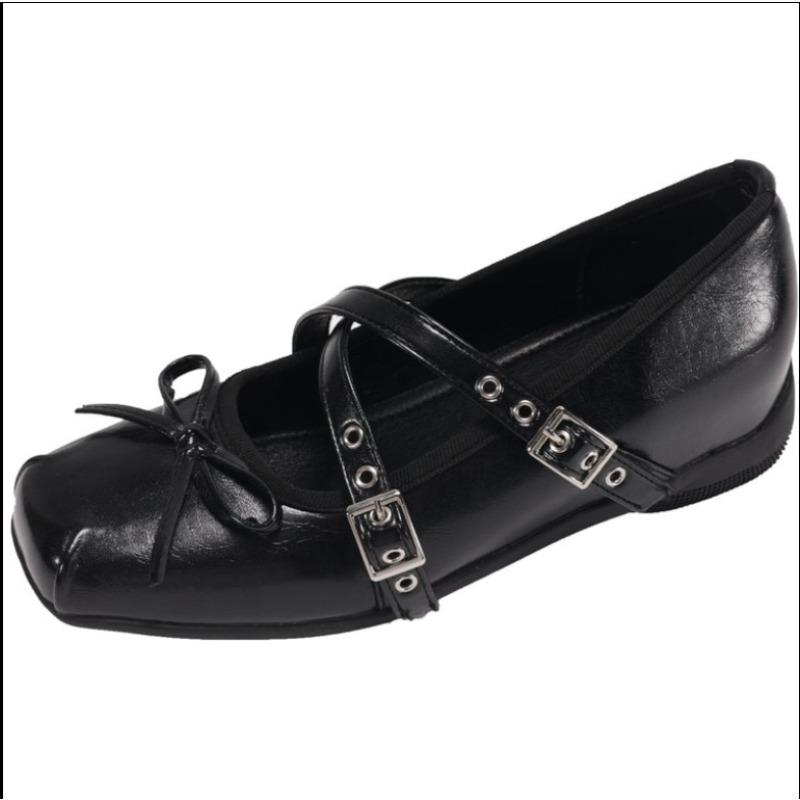 

Мода 2025 Новые женские туфли Джейн с бантом-бабочкой Элегантные туфли для платья и повседневной носки с квадратным носком и внутренней платформой, балетки 35 чёрный