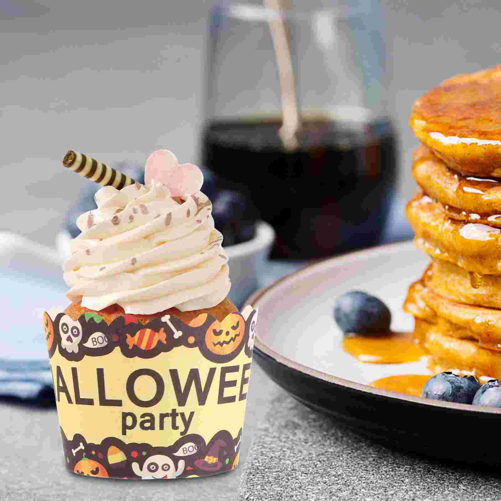 

100 шт. формочек для торта на Хэллоуин, экологически чистые коробки для кексов, принадлежности для выпечки, подкладка из полиэтилена, праздничные детские кексы, торты