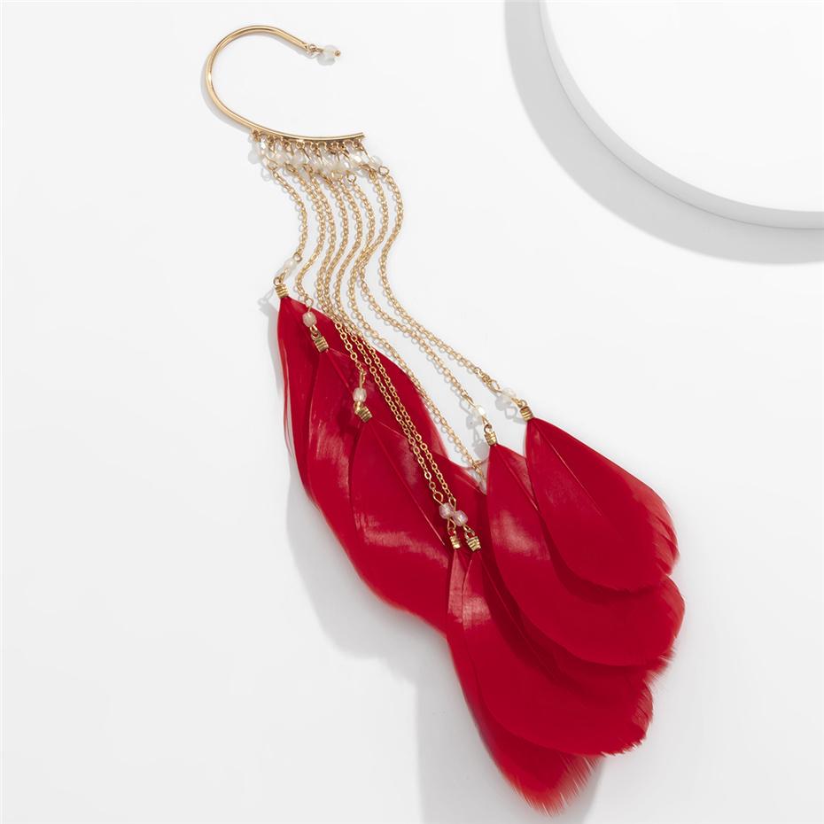 Ingemark Summer Boho Long Feather Dangle Earrings For Women Beach Chain Tassel Drop Earrings Wedding Bride Jewelry Oorbellen New