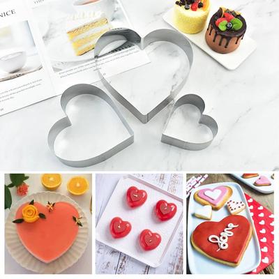 3Stk/Set Edelstahl Liebe/Rund/Blume Mousse Ringform Käse Dessert Keks Kuchenform Blume Keks Ausstecher Backwerkzeuge