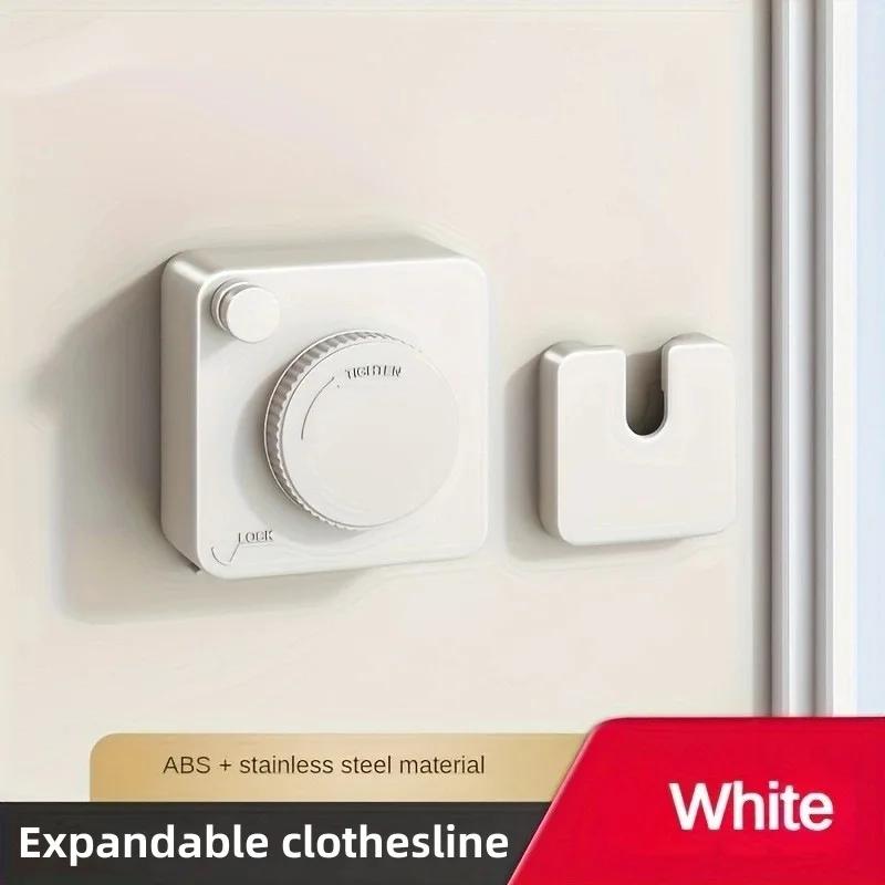 

Stainless Steel Heavy-Duty Retractable Indoor Clothesline, Outdoor Clothesline Retractable Heavy-Duty Clothes Rod Wall-Mounted білий