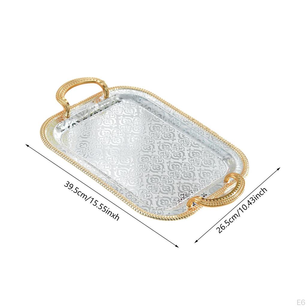 Serving Tray Decorative Iron Elegant Food Tea Cup Holder for Kitchen Bathroom Dresser
