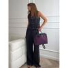 Sleeveless Vest Low Waisted Pants Set Pure Color Sleeveless Vest Hip-Hugger Suit