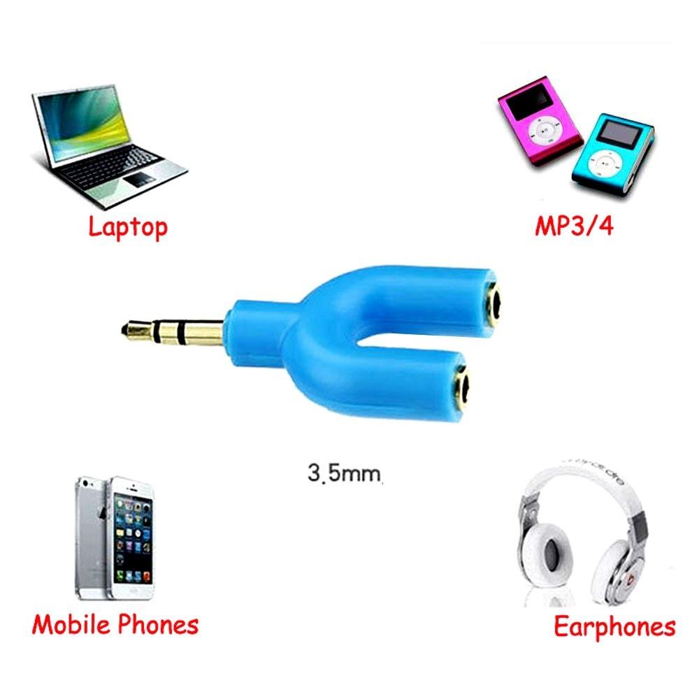 2PCS    3.5mm To Dual Headphone Male To Female Audio Cables Earphone Splitter Adapter   Color  Rando