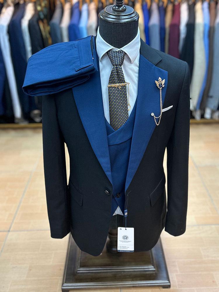 Men's European & American Style Slim Suits: Fashionable Business Black & Khaki Formal Wear