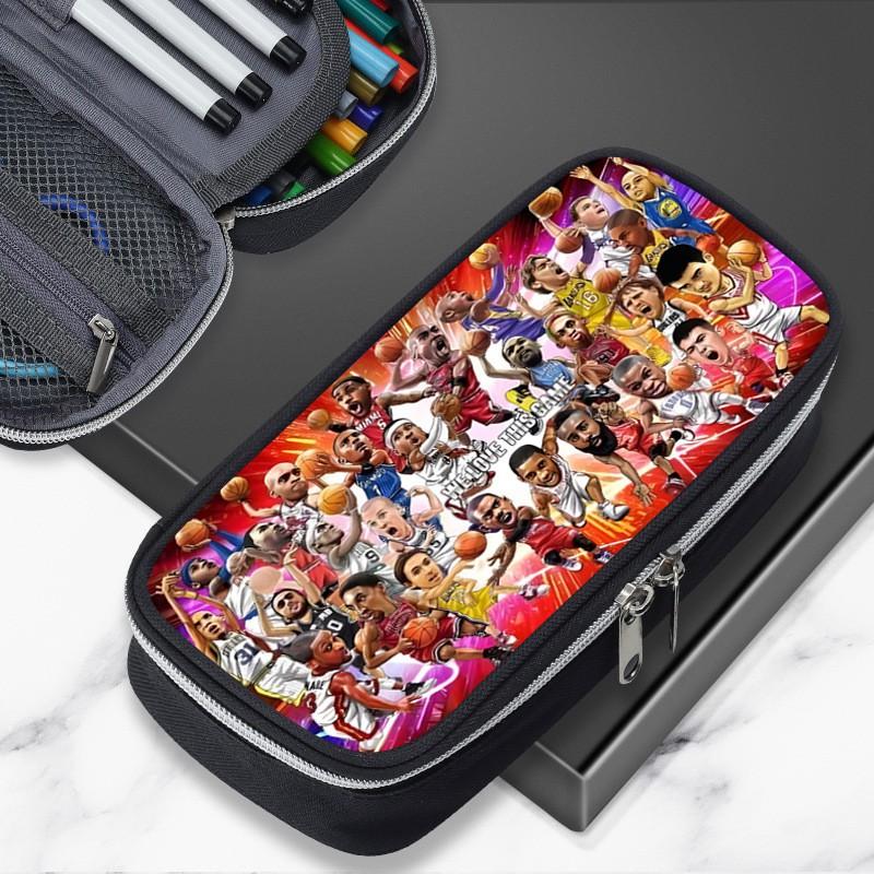 Cartoon NBA Basketball Star Stephen Curry Inspired Pencil Case Kids Boys Girls Large Capacity School Organizer