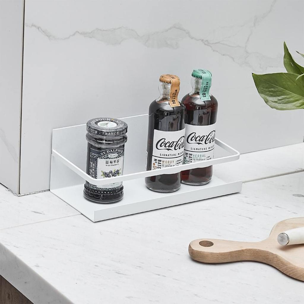 Magnetic Kitchen Rack, Bathroom Rack, Spice Rack, Shelf, Refrigerator Rack, Washing Machine Storage, Set of 2 with Hooks, White