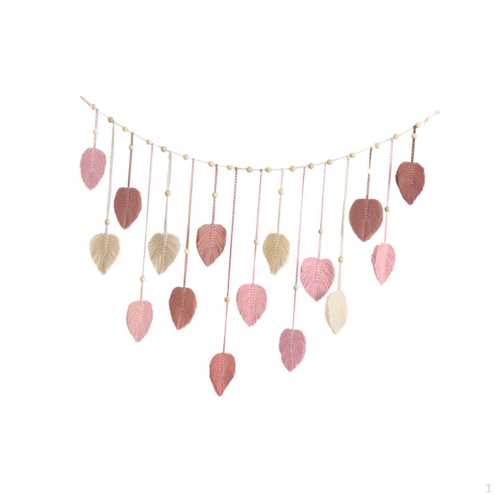 Богемный тканый гобелен, макраме, настенный, с зажимами для фото, фон, художественный декор, лист розовый