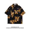 51 Hip-hop Retro Design Floral Full Print Short Sleeve Shirts Men's and Women's Summer Ice Silk Cool Feeling Loose Casual Shirt