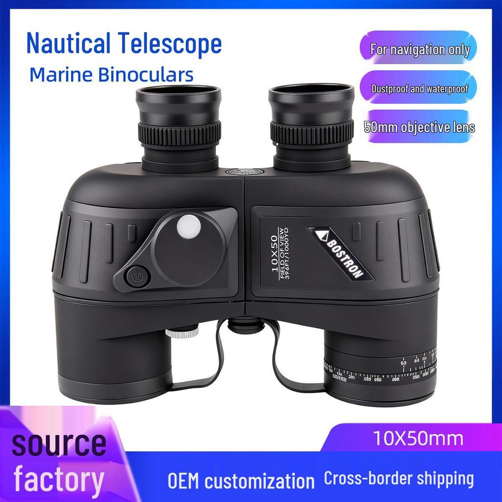 BOSTRON Marine 10x50 HD Fernglas mit Kompass, Wasserdicht, Militärqualität, Nachtsicht bei schwachem Licht, Entfernungsmessung