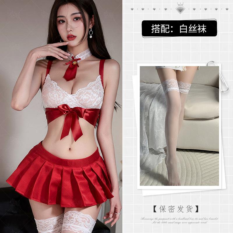Zimei night crisp sexy underwear sexy student super short temptation pleated skirt uniform suit hair jk cute little chest