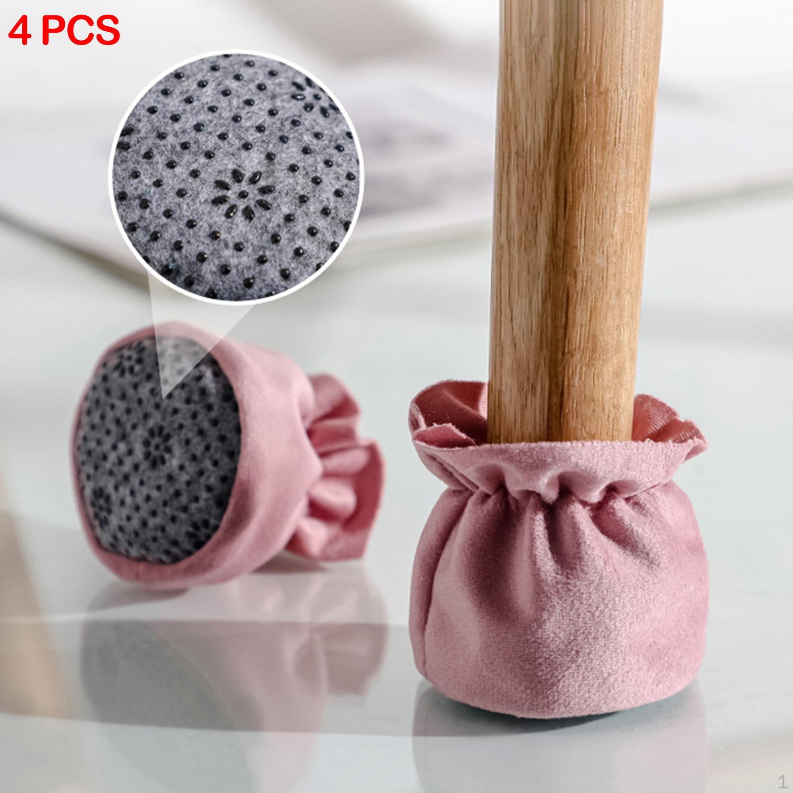 

Leg Covers 4pcs Mute Table Feet Stretchable Furniture Pad Stool Foot Socks to Floor Pink