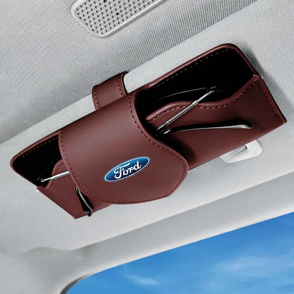 1pcs PU Leather Car Sun Visor Glasses Holder Glasses Storage Case For Ford Focus mk3 Fiesta Fusion STRACING Mustang Transit Kuga