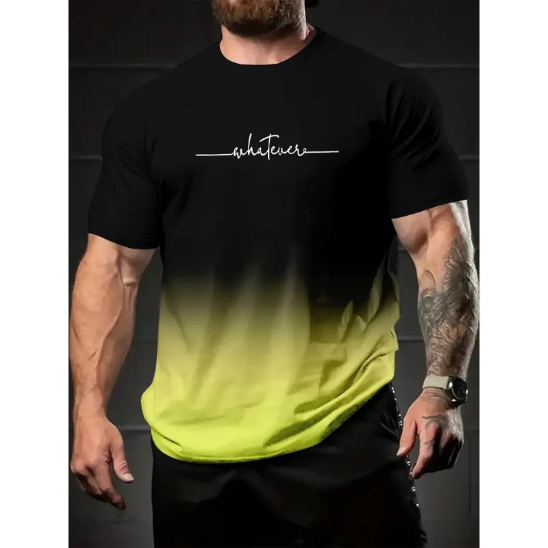 Trendy 3D tričko s krátkým rukávem pánské volné tričko s kulatým výstřihem s potiskem s přechodem Trendy top pánské triko