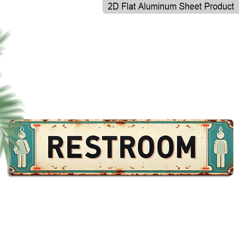 2D Flat, Aluminium Decorative Sign & Plaque "RESTROOM with Male & Female Icons"Inch, Perfect for Home, Cafe, Garage Durable & Easy To Install, Ideal