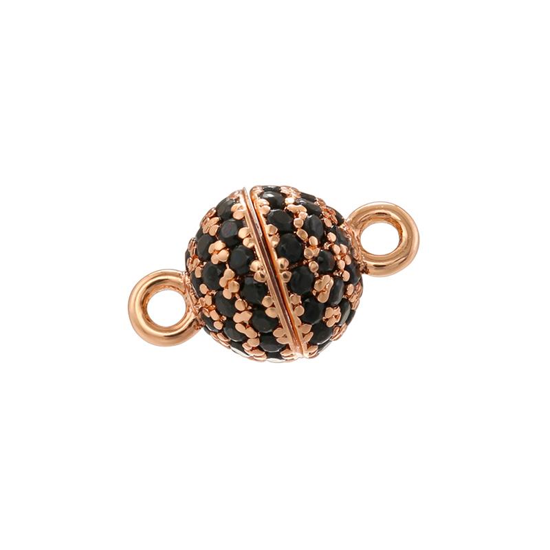 ZHUKOU 6MM Brass Inlaid Zircon Round Magnet Connection Buckle Bead Water Diamond Pendant Jewelry Making Buckle Accessories:VK265