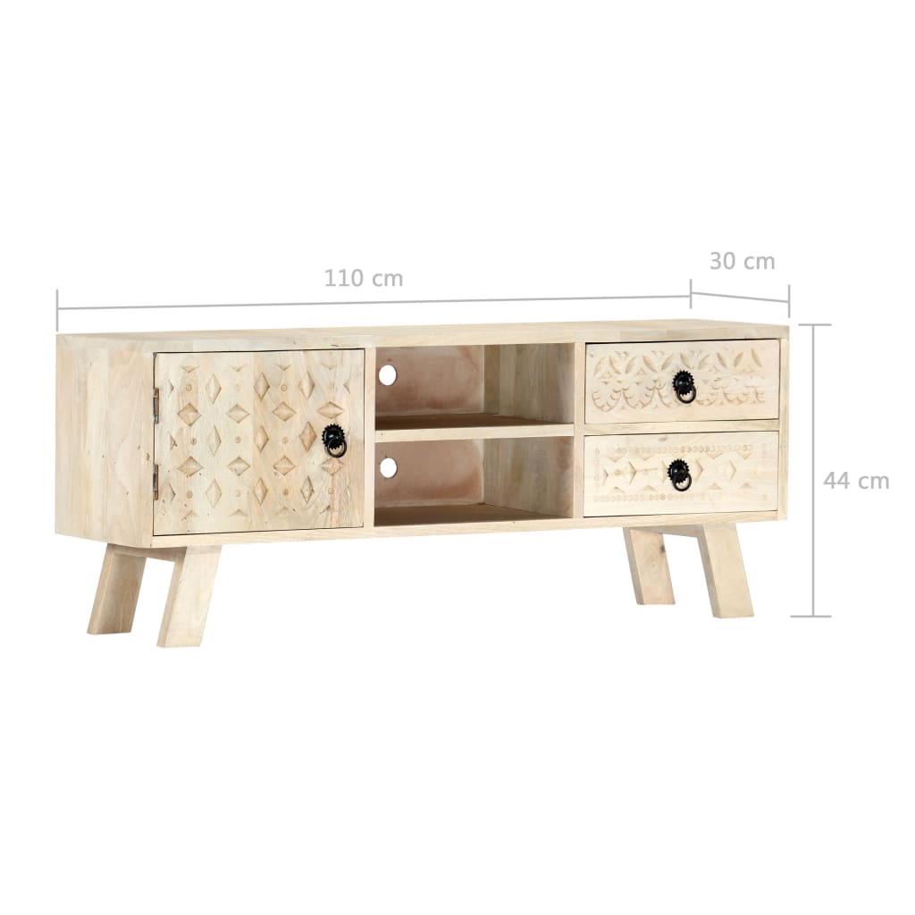 TV Stand 110 x 30 x 44 cm Solid Mango Wood