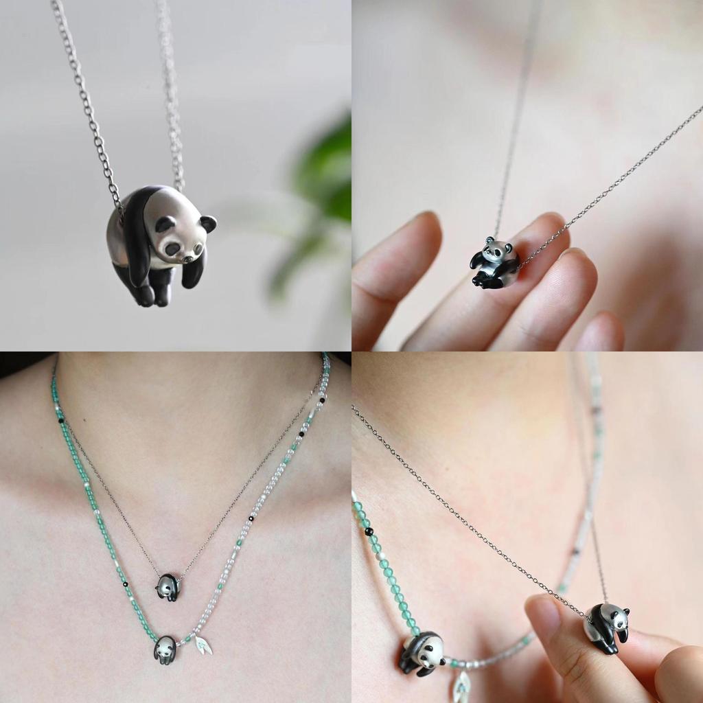 Panda Chinese Style Animal Necklace Casual Fashion Pendant With Coating Resin