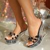Women's Platform Sandals Sexy Wedge Heel 11CM Nightclub High Heels Trendy Shoes Show Steel Pipe Crystal Bottom LFD-1101-A48