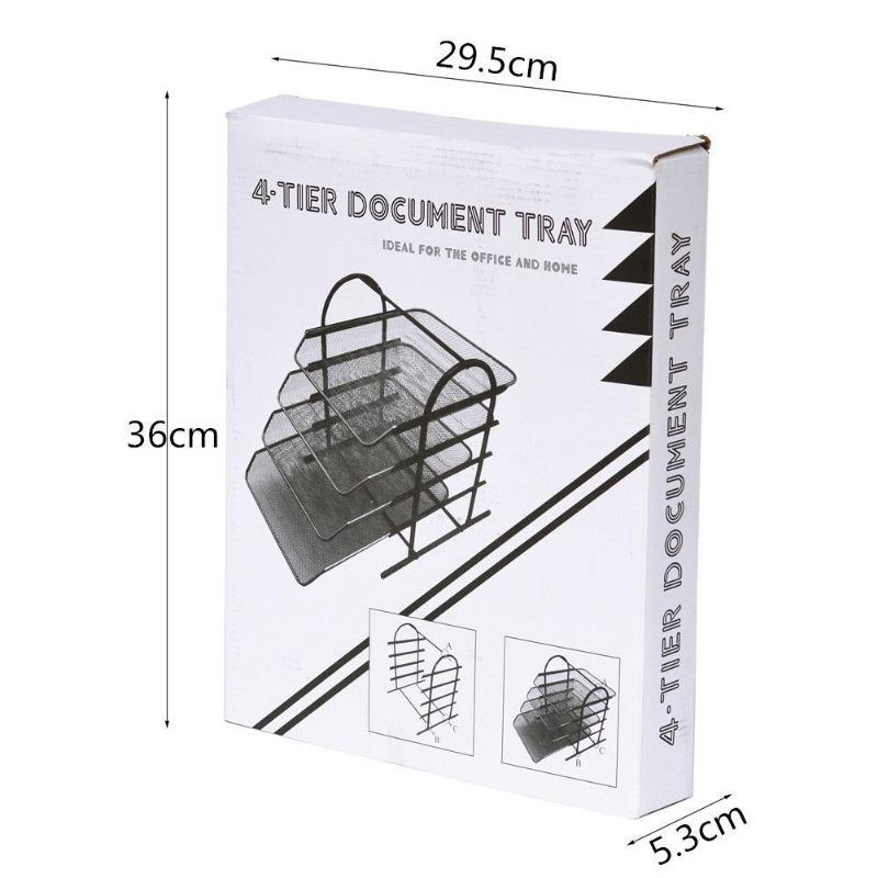 Four Layer Metal Mesh Office File Rack Desktop Organizer