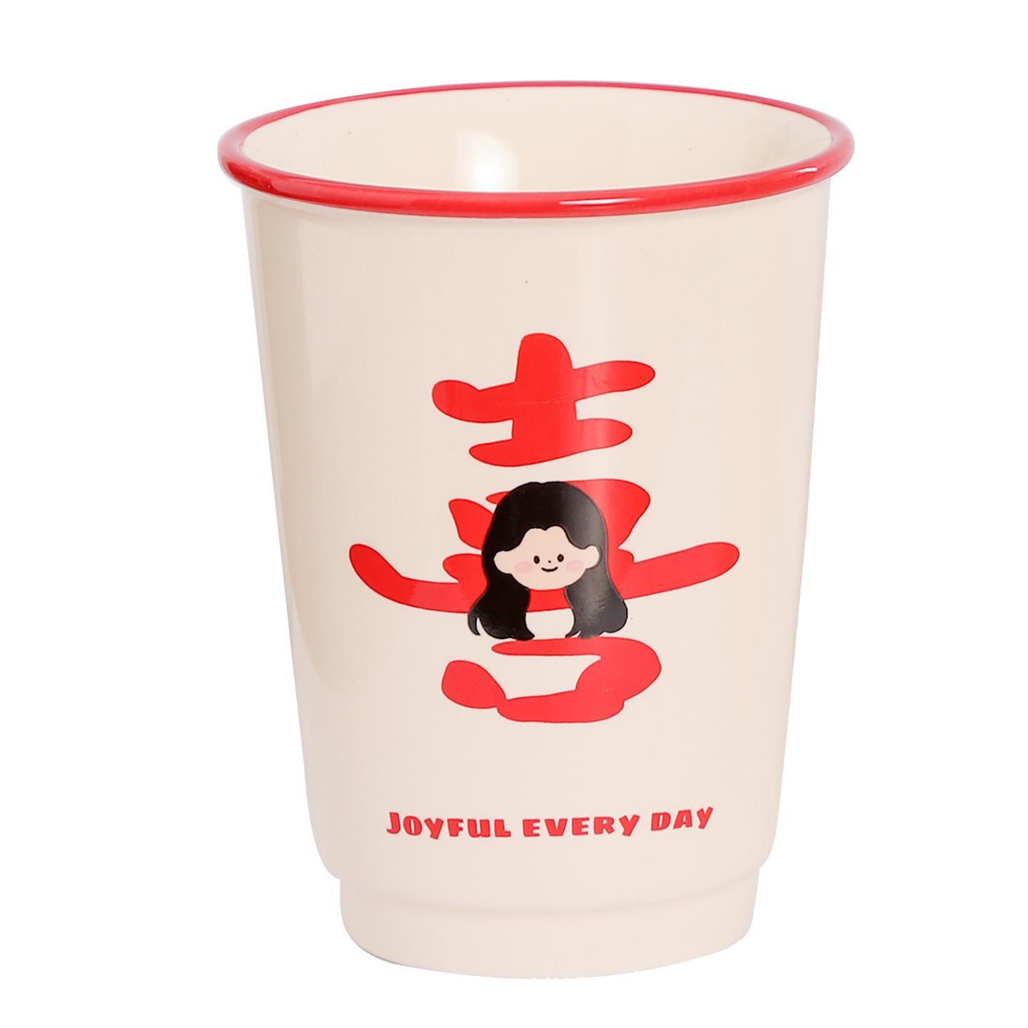 

ins happy characters cute men s and women s ceramic mugs wedding figure cups wedding souvenir couples pair cups 360ml