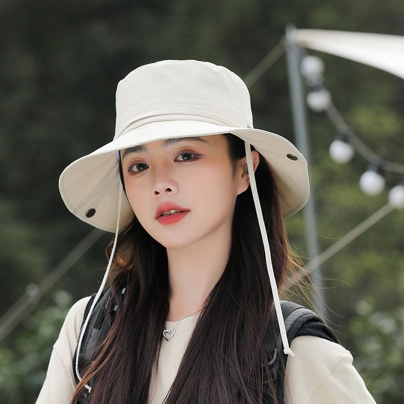 New Spring Summer Women Bucket Hat Waterproof Foldable Large Brim Sun Hat Hangable Outdoor Mountain Camping UV Protection Basin Cap